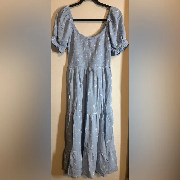 Market & Spruce | Dresses | New Market Spruce Light Blue Puff Sleeve Midi  Dress | Poshmark
